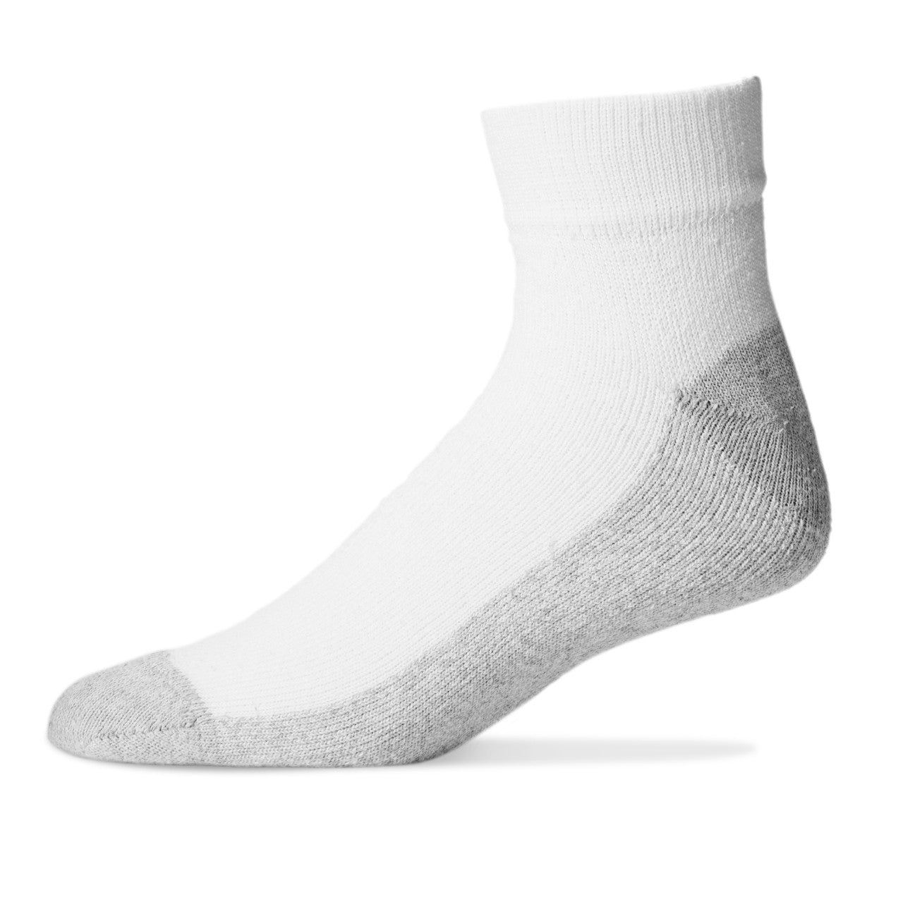 Experience the perfect blend of softness and strength with our American-made Athletic quarter socks. Made with premium cushioned cotton for sweat absorption and breathability, these ankle-length socks provide ultimate comfort and durability all year round. Quick Shipping