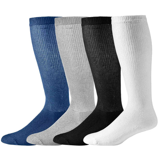 Diabetic Calf Length Socks Choose Size & Color 6 or 12 Pair  Treat your feet to a pair of healthy Socks  You don’t have to be a Diabetic to wear a comfortable and healthy pair of socks. Get better circulation and less ring around your calf. Available in Over Calf, Crew, and Quarter length, has helps with edema and neuropathy  Try some today Made right here in the USA  The soft Cotton blend of 80 Cotton, 15 Polyester/Polyamide, and 5% Spandex 